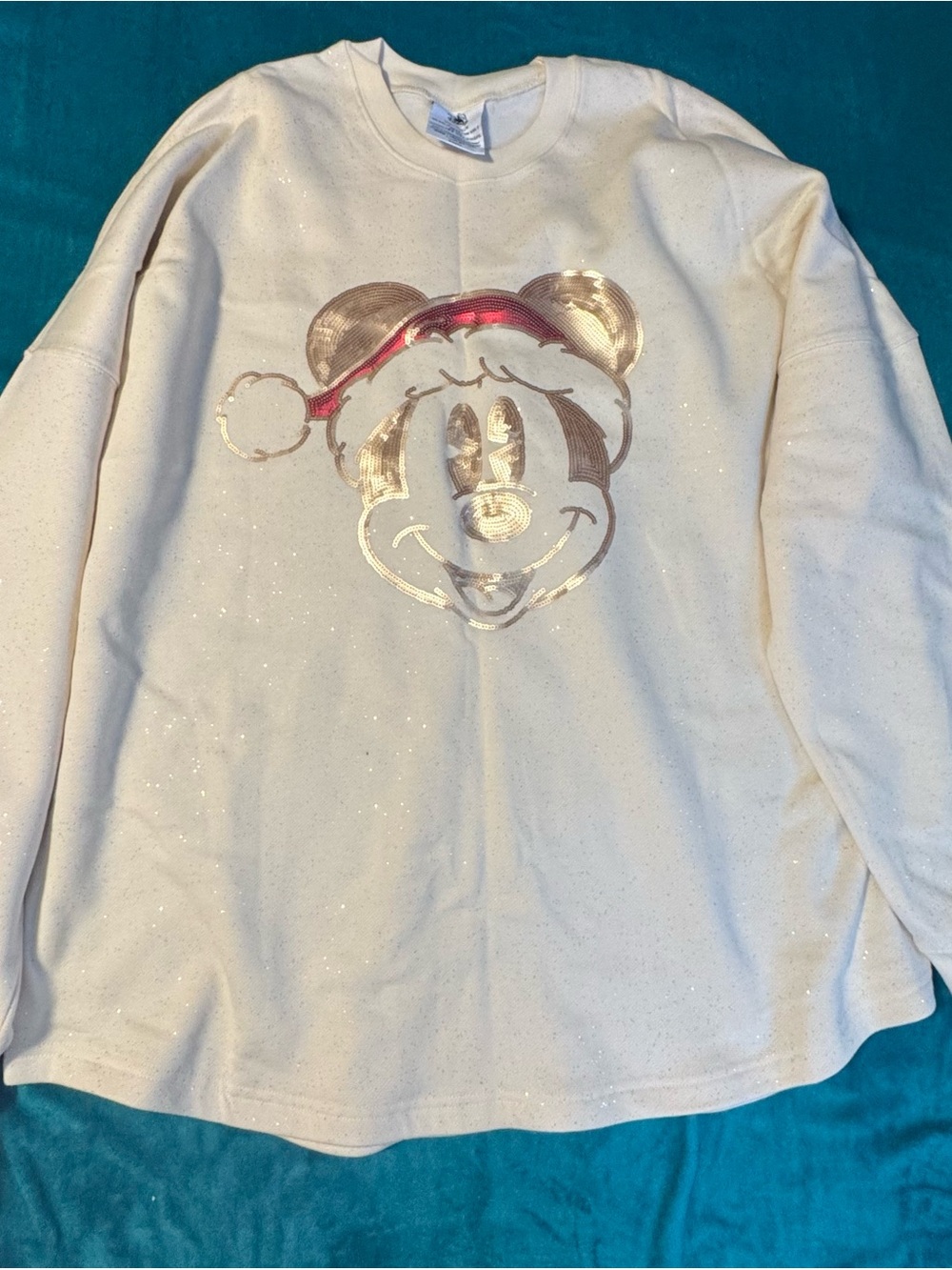 Cream Sparkle Holiday Character Crewneck Sweatshirt